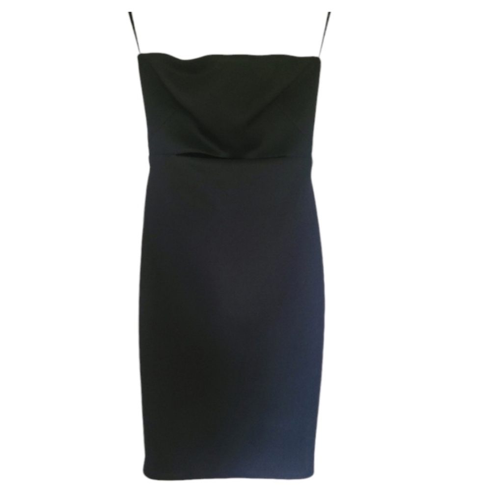 MILLY Strapless Cutout Rose Gold Zipper Bodycon Little Black Dress, Size 0